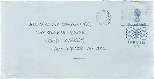 Entier Postal Stationary Great Britain Machin Australian Consulate Manchester