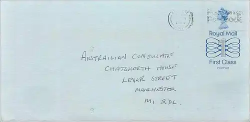 Entier Postal Stationary Great Britain Machin Australian Consulate Manchester