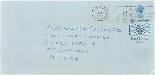 Entier Postal Stationary Great Britain Machin Australian Consulate Manchester