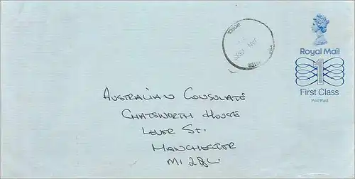 Entier Postal Stationary Great Britain Machin Australian Consulate Manchester