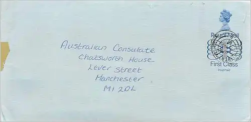 Entier Postal Stationary Great Britain Machin Australian Consulate Manchester