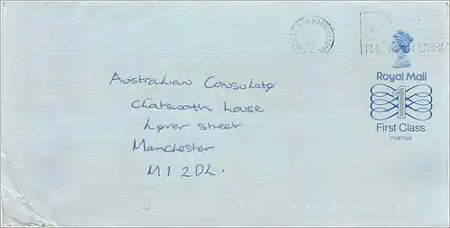 Entier Postal Stationary Great Britain Machin Australian Consulate Manchester