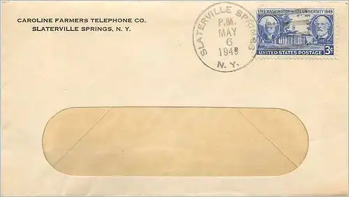 Lettre Cover Etats-Unis 3c Washington Lee University on Slaterville cover