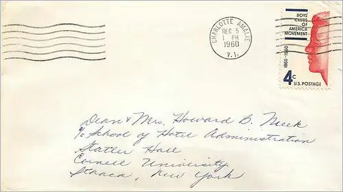 Lettre Cover Etats-Unis 1961 Charlotte Amalle