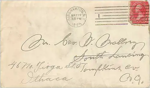 Lettre Cover Etats-Unis 2c Binghamton 1895 for Ithaca