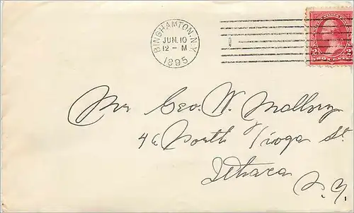 Lettre Cover Etats-Unis 2c Binghamton 1895 for Ithaca