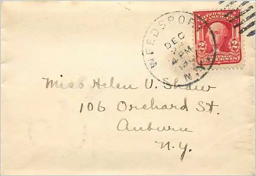 Lettre Cover Etats-Unis Weedsport 2c 1907