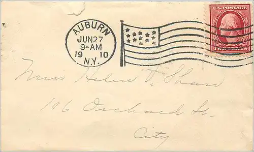 Lettre Cover Etats-Unis 2c Auburn 1910