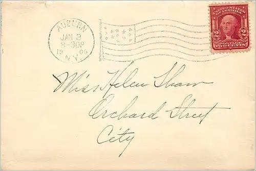 Lettre Cover Etats-Unis 2c Auburn 1909