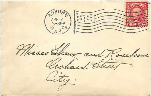 Lettre Cover Etats-Unis 2c Auburn 1908