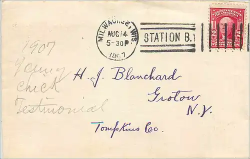 Lettre Cover Etats-Unis 2c Milwaukee 1907