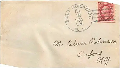 Lettre Cover Etats-Unis 2c East Guilford 1909