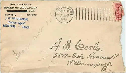 Lettre Cover Etats-Unis Newton 1909