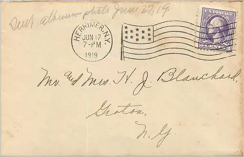 Lettre Cover Etats-Unis Herkimer 1919