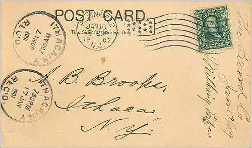 Lettre Cover Etats-Unis Plainfield 1907