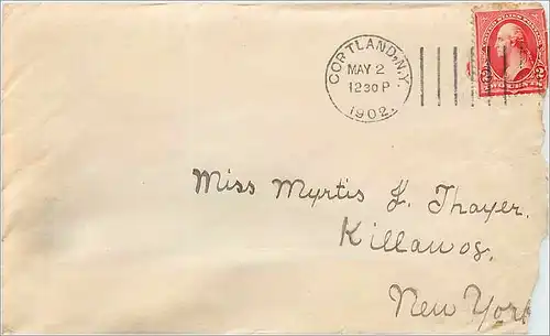 Lettre Cover Etats-Unis Cortland 1902