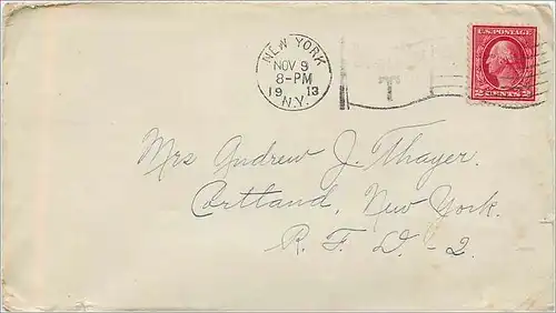 Lettre Cover Etats-Unis 2c on 1913 New York cover