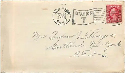 Lettre Cover Etats-Unis 2c on 1913 New York cover