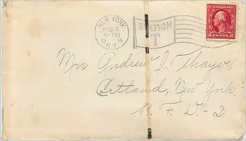 Lettre Cover Etats-Unis 2c on 1914 New York cover