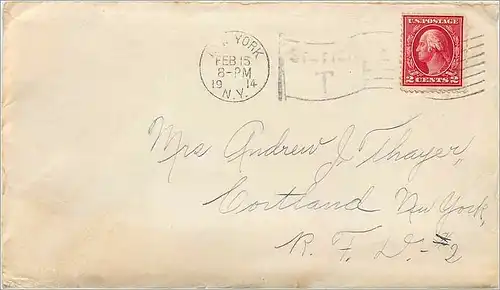 Lettre Cover Etats-Unis 2c on 1914 New York cover