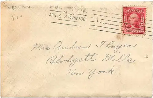 Lettre Cover Etats-Unis 2c on 1906 Montclair cover