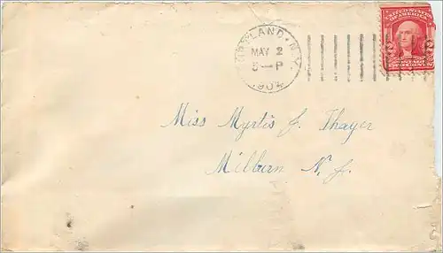 Lettre Cover Etats-Unis 2c on 1904 Cortland cover for Milburn