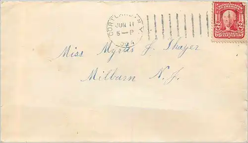 Lettre Cover Etats-Unis 2c on 1904 Cortland cover for Milburn