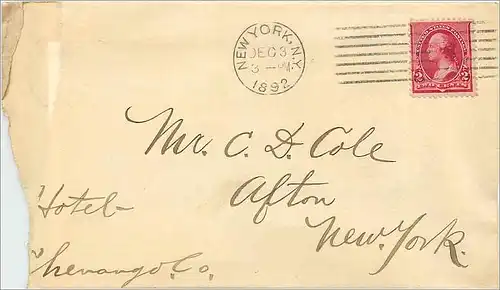 Lettre Cover Etats-Unis 2c on 1892 New York cover