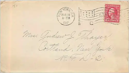 Lettre Cover Etats-Unis 2c on 1917 New York cover