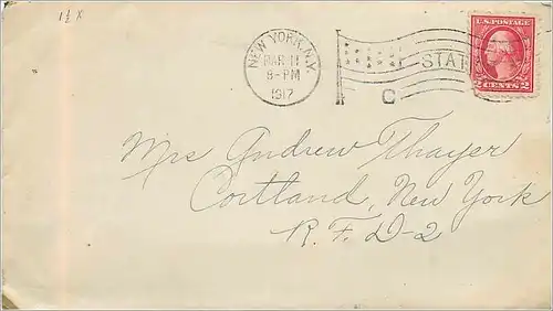 Lettre Cover Etats-Unis 2c on 1917 New York cover