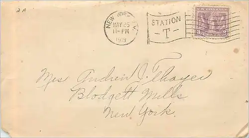 Lettre Cover Etats-Unis 3c on 1919 New York cover