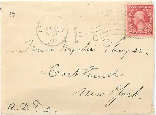 Lettre Cover Etats-Unis 2c on 1917 New York cover