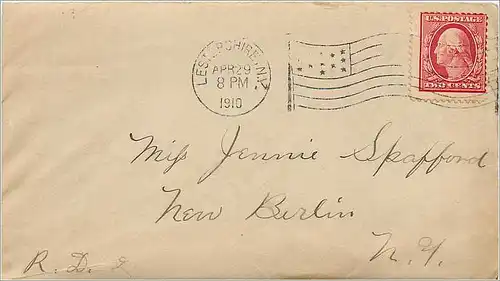 Lettre Cover Etats-Unis 2c on 1910 Lestershire cover