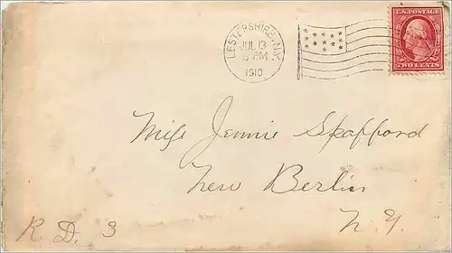 Lettre Cover Etats-Unis 2c on 1910 Lestershire cover