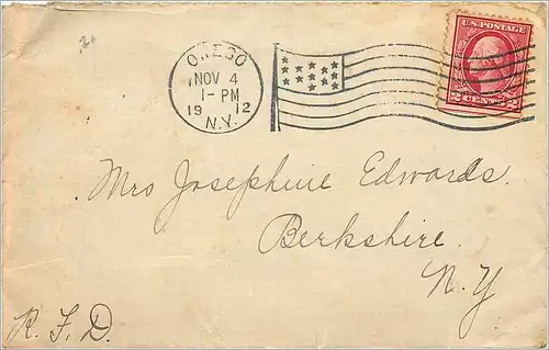 Lettre Cover Etats-Unis 2c on 1912 Onego cover