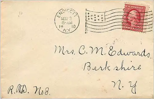 Lettre Cover Etats-Unis 2c on 1910 Endicott cover