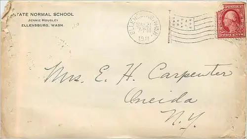 Lettre Cover Etats-Unis 2c on 1911 Ellensberg cover