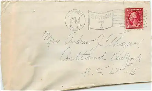 Lettre Cover Etats-Unis 2c on 1914 New York cover