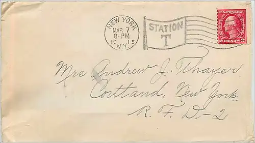 Lettre Cover Etats-Unis 2c on 1915 New York cover
