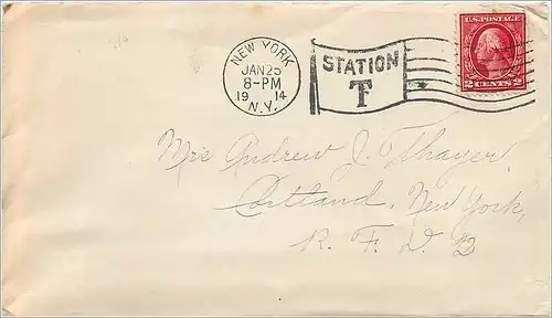 Lettre Cover Etats-Unis 2c on 1914 New York cover