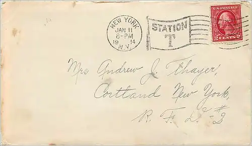 Lettre Cover Etats-Unis 2c on 1914 New York cover