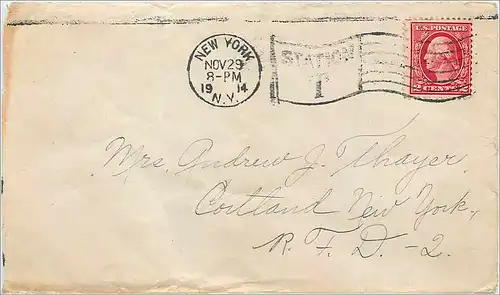 Lettre Cover Etats-Unis 2c on 1914 New York cover