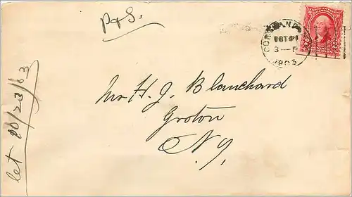 Lettre Cover Etats-Unis 2c Cortland for NY 1903