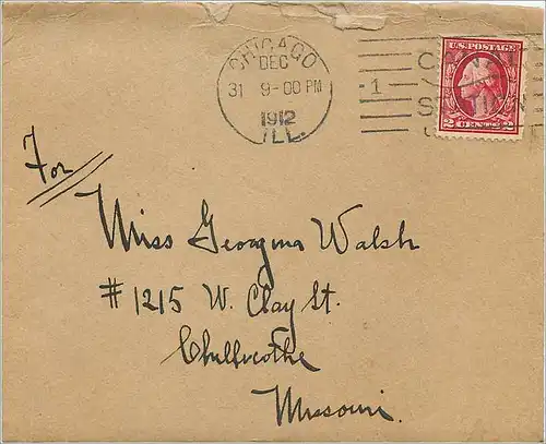 Lettre Cover Etats-Unis 2c Chicago 1912