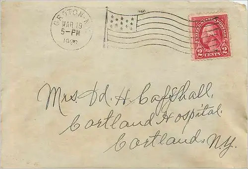 Lettre Cover Etats-Unis 2c Groton for Cortland 1928