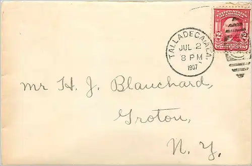 Lettre Cover Etats-Unis 2c Tallacdeca 1907