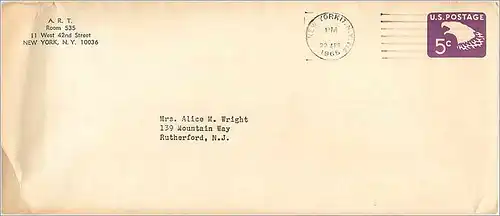 Lettre Cover Etats-Unis Stationary 5c 1965 to Rutherford