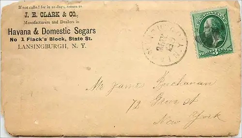 Lettre Cover Etats-Unis 1929 2c cover to New York Havana Lansingburgh Tabac Havane