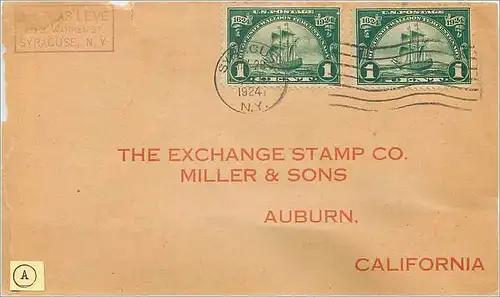 Lettre Cover Etats-Unis 1924 2c to Auburn