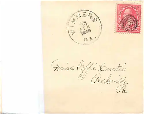 Lettre Cover Etats-Unis 2c Wimmers cover 1899